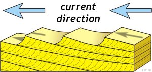 Cross-bedding and ripples are part of the same depositional setting, forming in a flowing directional current.